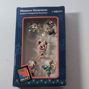 Vintage Enesco Mickey Mouse Miniature Ornaments - Mickey, Minnie And Goify